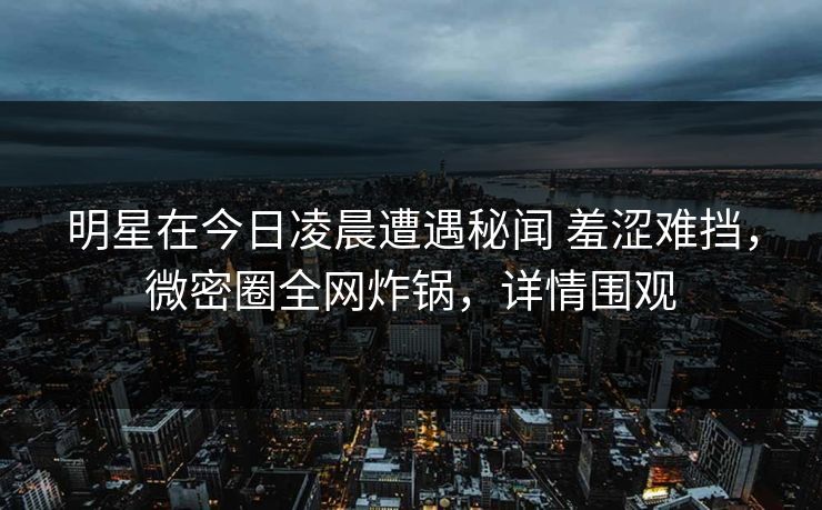 明星在今日凌晨遭遇秘闻 羞涩难挡，微密圈全网炸锅，详情围观