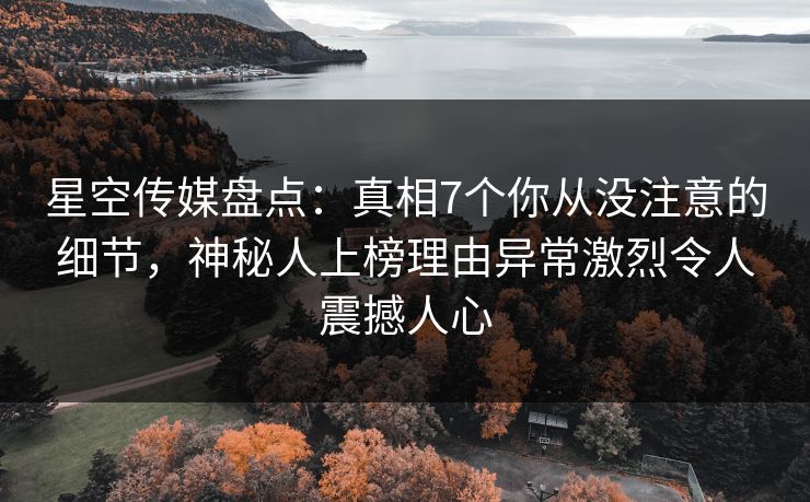 星空传媒盘点：真相7个你从没注意的细节，神秘人上榜理由异常激烈令人震撼人心