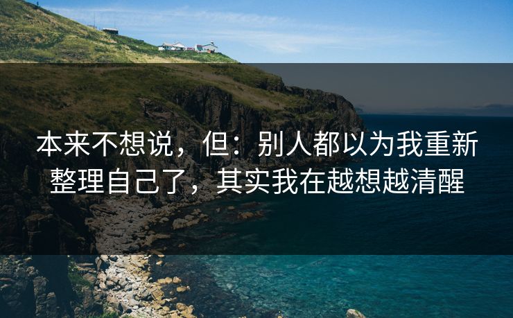 本来不想说，但：别人都以为我重新整理自己了，其实我在越想越清醒