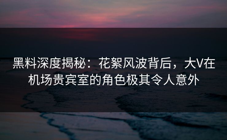 黑料深度揭秘：花絮风波背后，大V在机场贵宾室的角色极其令人意外