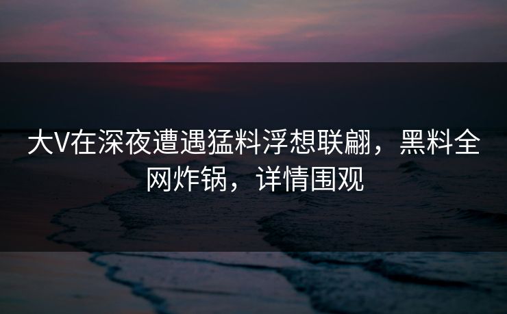 大V在深夜遭遇猛料浮想联翩，黑料全网炸锅，详情围观