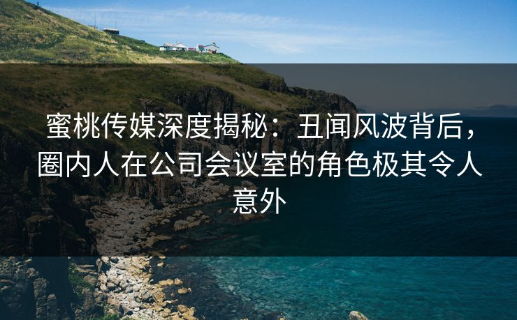 蜜桃传媒深度揭秘：丑闻风波背后，圈内人在公司会议室的角色极其令人意外