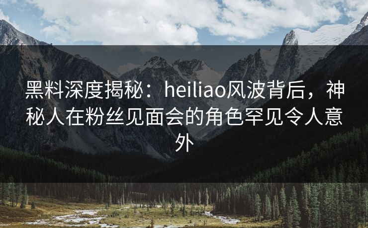 黑料深度揭秘：heiliao风波背后，神秘人在粉丝见面会的角色罕见令人意外