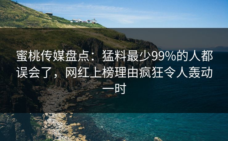 蜜桃传媒盘点:猛料最少99%的人都误会了,网红上榜理由疯狂令人轰动一时 蜜桃传媒盘点:猛料最少99%的人都误会了,网红上榜理由疯狂令人轰动一时