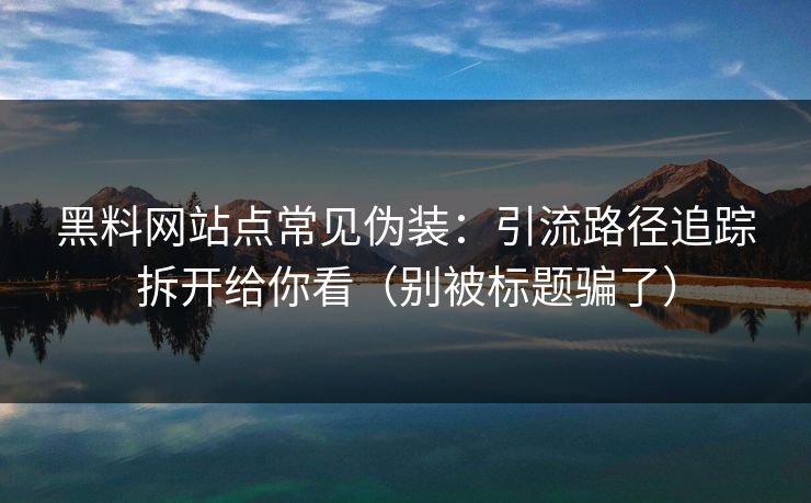 黑料网站点常见伪装：引流路径追踪拆开给你看（别被标题骗了）