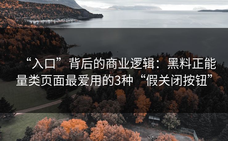 “入口”背后的商业逻辑：黑料正能量类页面最爱用的3种“假关闭按钮”